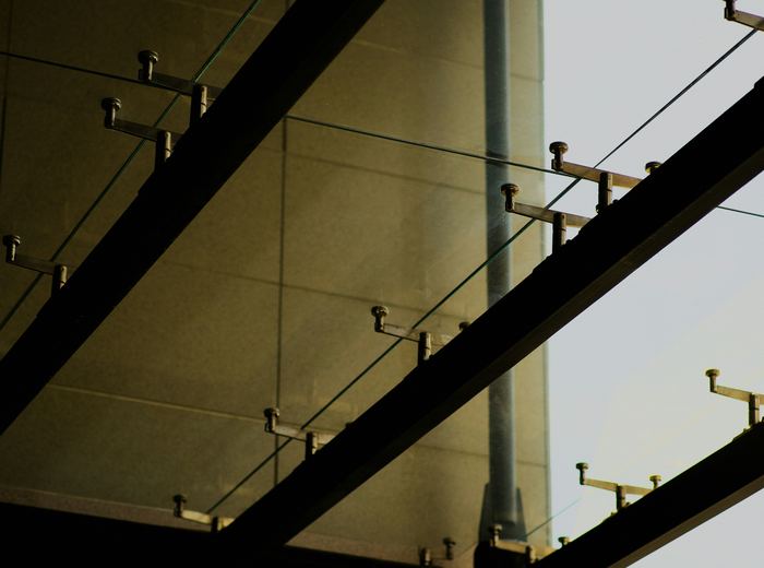 Stainless steel spider fitting on glass canopy